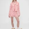 GAP × Summer Fridays Bol Kesim Flanel Kalpli Pijama Gömleği