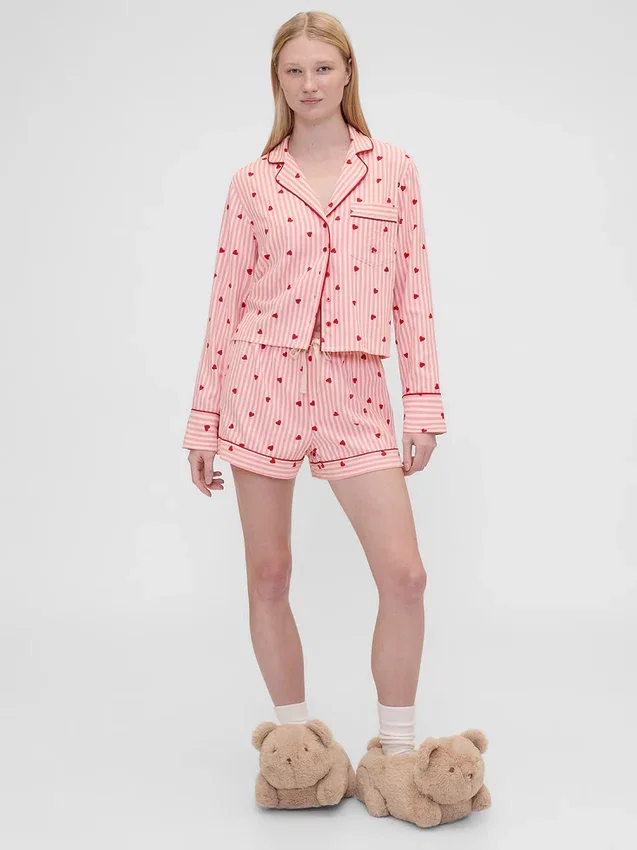 GAP × Summer Fridays Bol Kesim Flanel Kalpli Pijama Gömleği