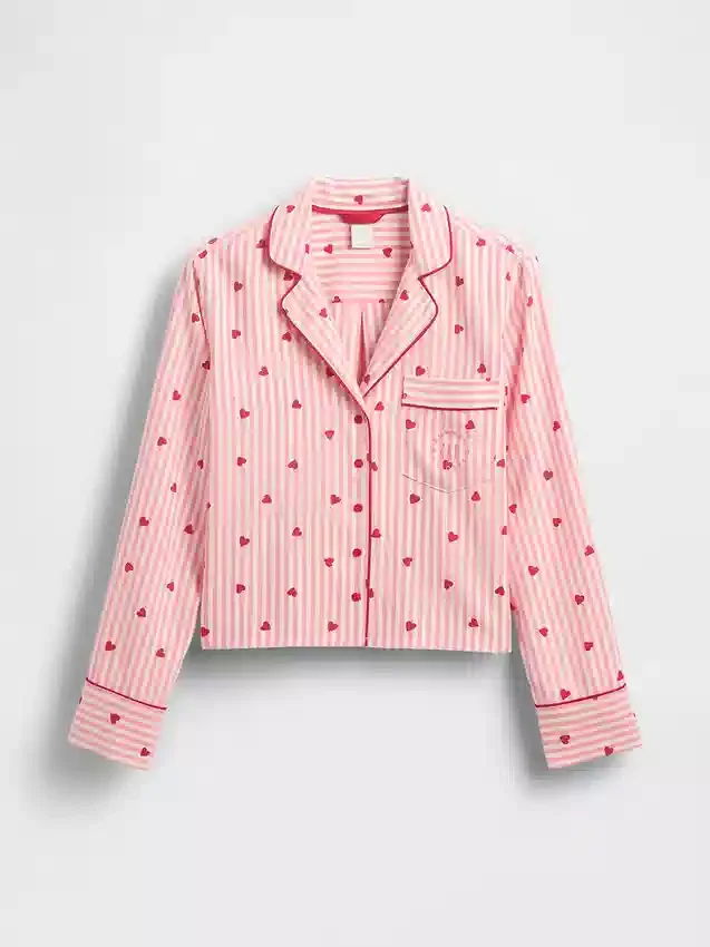 GAP × Summer Fridays Bol Kesim Flanel Kalpli Pijama Gömleği