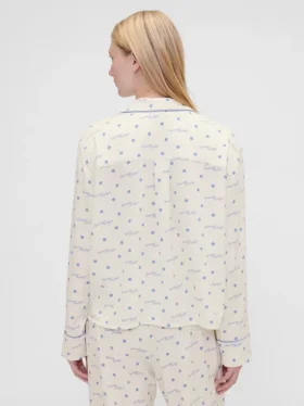 Gap × Summer Fridays Bol Kesim Flanel Noktalı Pijama Gömleği