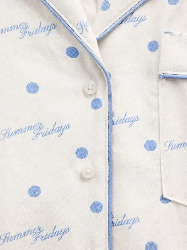 Gap × Summer Fridays Bol Kesim Flanel Noktalı Pijama Gömleği
