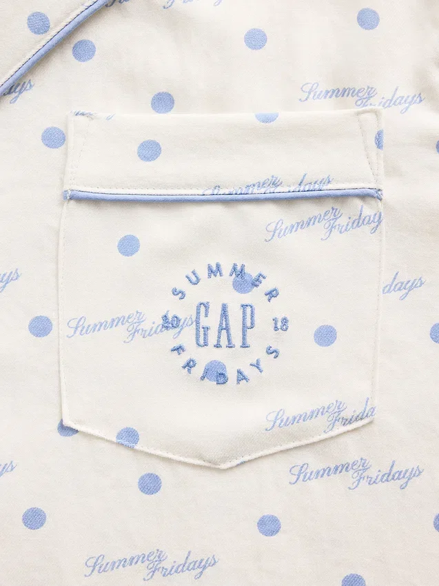 Gap × Summer Fridays Bol Kesim Flanel Noktalı Pijama Gömleği