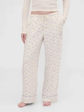 GAP × Summer Fridays Bol Kesim Flanel Noktalı Pijama Pantolonları