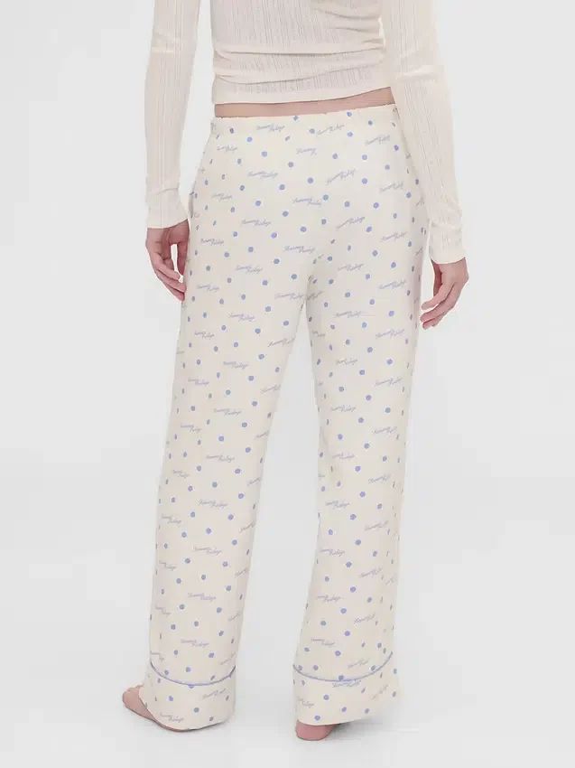 GAP × Summer Fridays Bol Kesim Flanel Noktalı Pijama Pantolonları