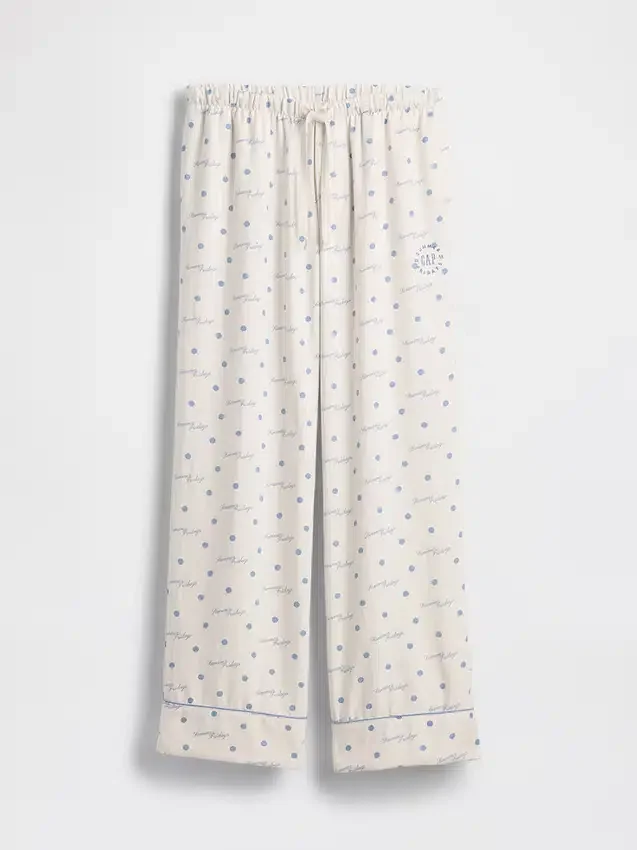 GAP × Summer Fridays Bol Kesim Flanel Noktalı Pijama Pantolonları