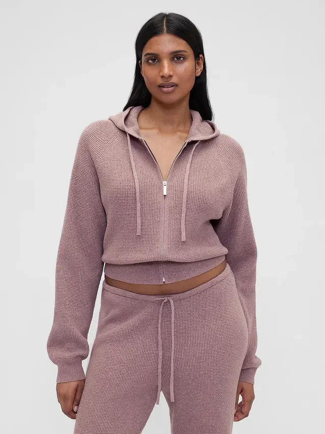 GAP × Summer Fridays CashSoft Waffle Kısa Kapüşonlu Sweatshirt