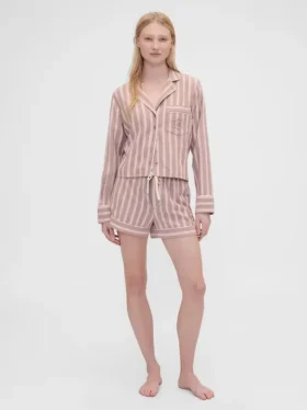 GAP × Summer Fridays Flanel Çizgili Pijama Şortları