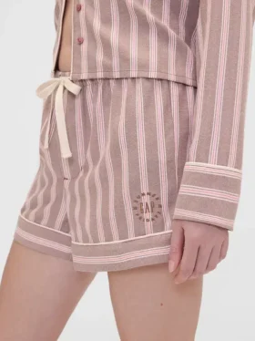 GAP × Summer Fridays Flanel Çizgili Pijama Şortları