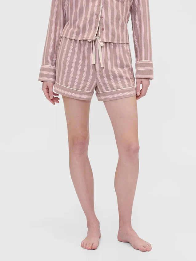 GAP × Summer Fridays Flanel Çizgili Pijama Şortları