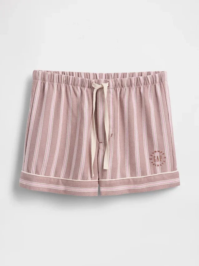 GAP × Summer Fridays Flanel Çizgili Pijama Şortları