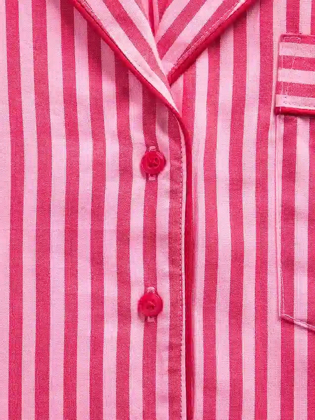 GAP × Summer Fridays Rahat Poplin Çizgili Pijama Gömleği