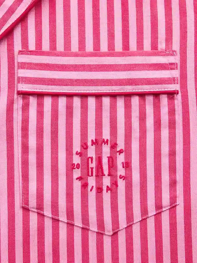 GAP × Summer Fridays Rahat Poplin Çizgili Pijama Gömleği