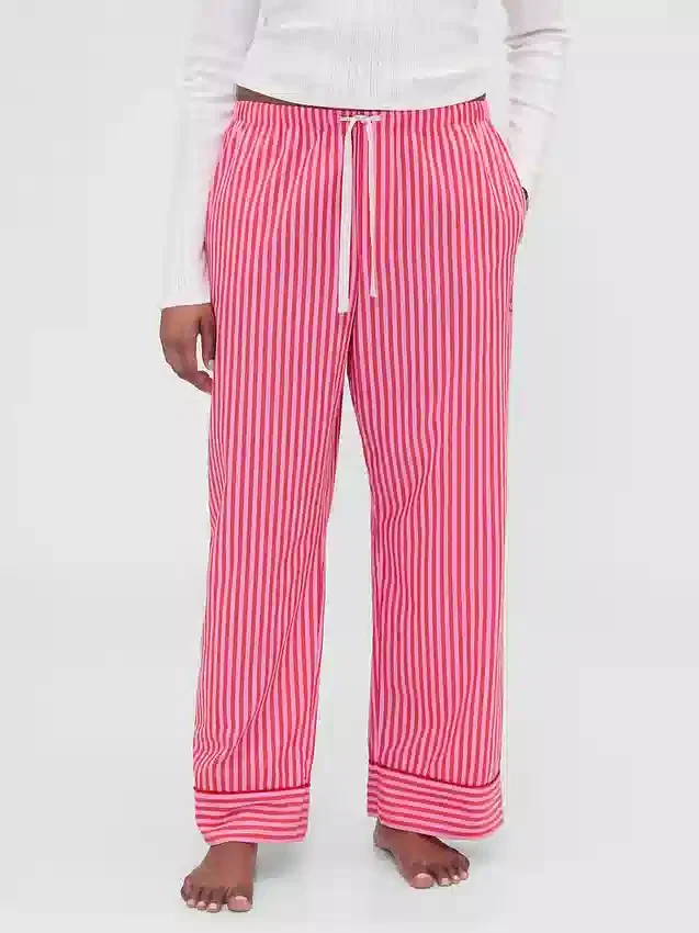GAP × Summer Fridays Rahat Poplin Çizgili Pijama Pantolonu
