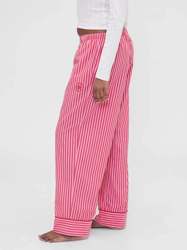 GAP × Summer Fridays Rahat Poplin Çizgili Pijama Pantolonu
