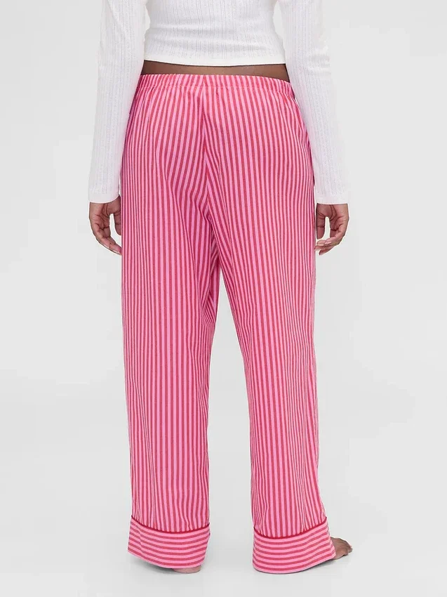 GAP × Summer Fridays Rahat Poplin Çizgili Pijama Pantolonu