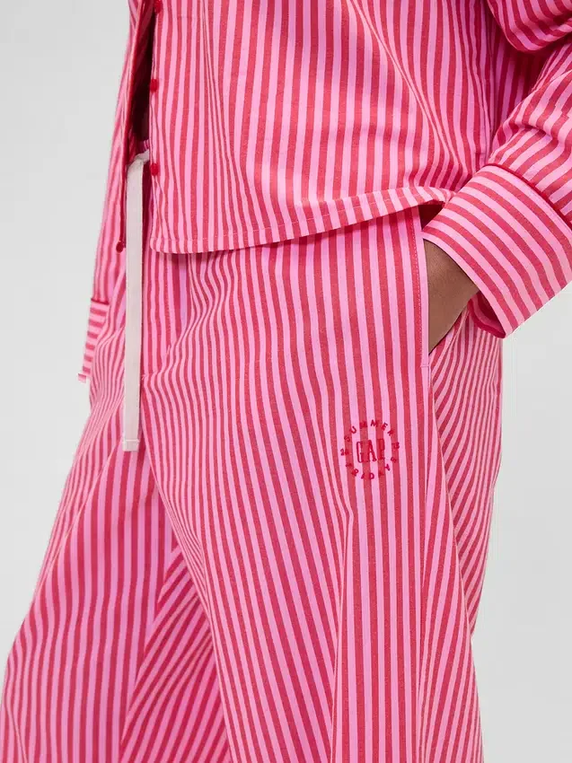 GAP × Summer Fridays Rahat Poplin Çizgili Pijama Pantolonu