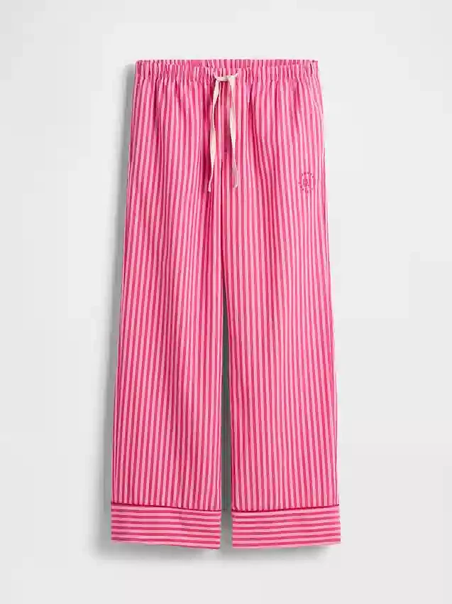 GAP × Summer Fridays Rahat Poplin Çizgili Pijama Pantolonu