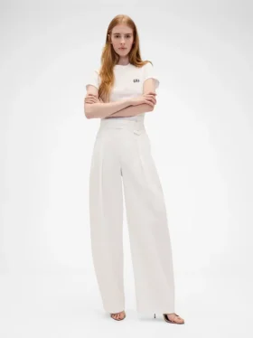 GAP × Victoria Beckham Yüksek Bel Pileli Yarım Ay Pantolon