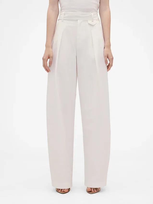 GAP × Victoria Beckham Yüksek Bel Pileli Yarım Ay Pantolon