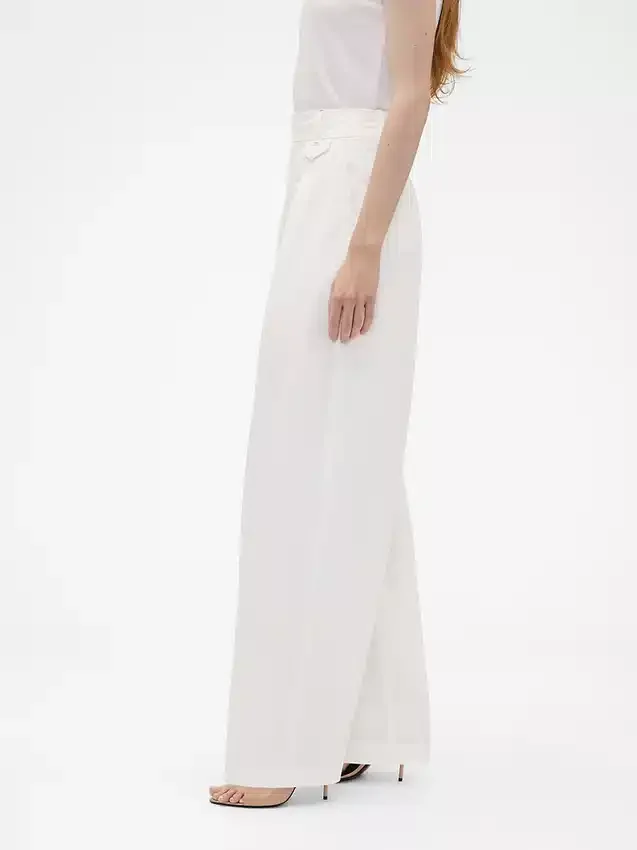 GAP × Victoria Beckham Yüksek Bel Pileli Yarım Ay Pantolon