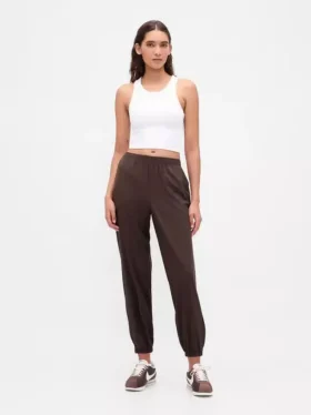 GapFit Tech Yüksek Bel Fermuarlı Paça Jogger Pantolon
