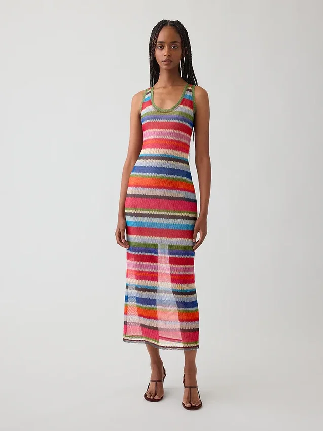 Gapstudio Happy Stripe Şeffaf Maxi Elbise