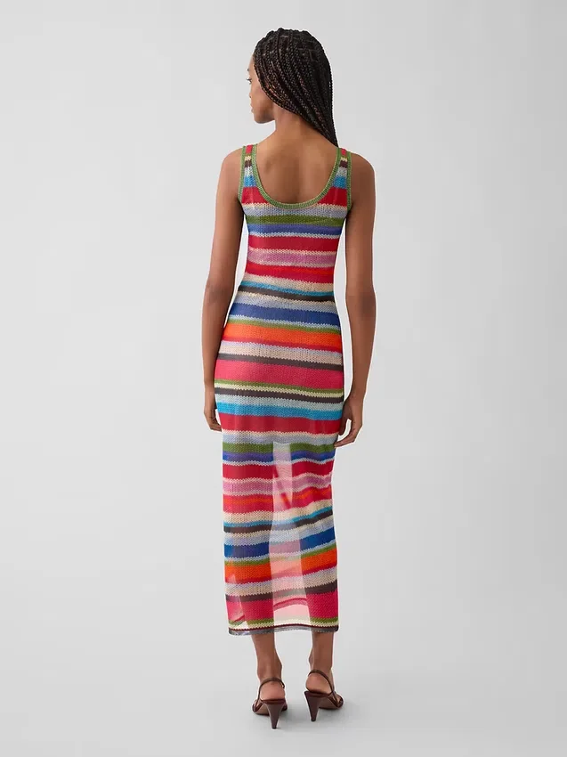 Gapstudio Happy Stripe Şeffaf Maxi Elbise