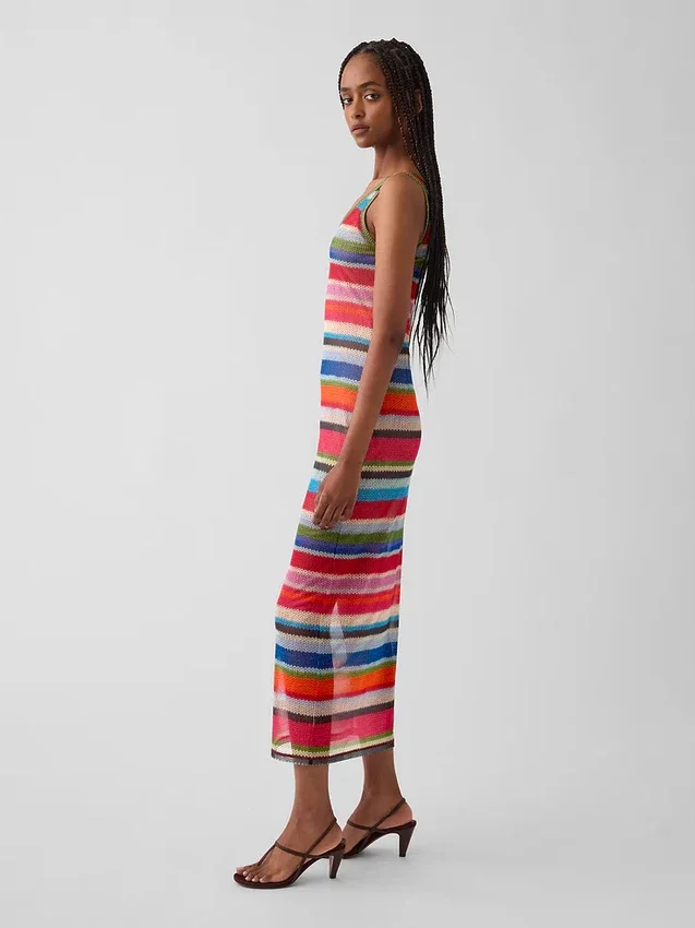Gapstudio Happy Stripe Şeffaf Maxi Elbise