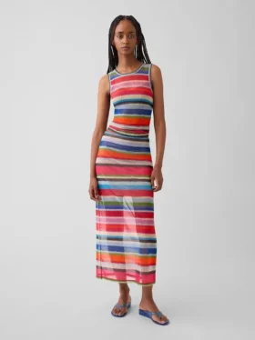 Gapstudio Happy Stripe Şeffaf Maxi Etek