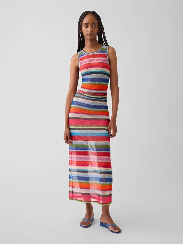 Gapstudio Happy Stripe Şeffaf Maxi Etek