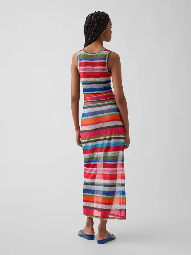 Gapstudio Happy Stripe Şeffaf Maxi Etek