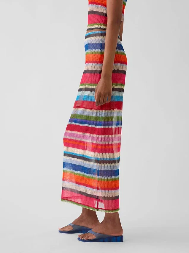 Gapstudio Happy Stripe Şeffaf Maxi Etek
