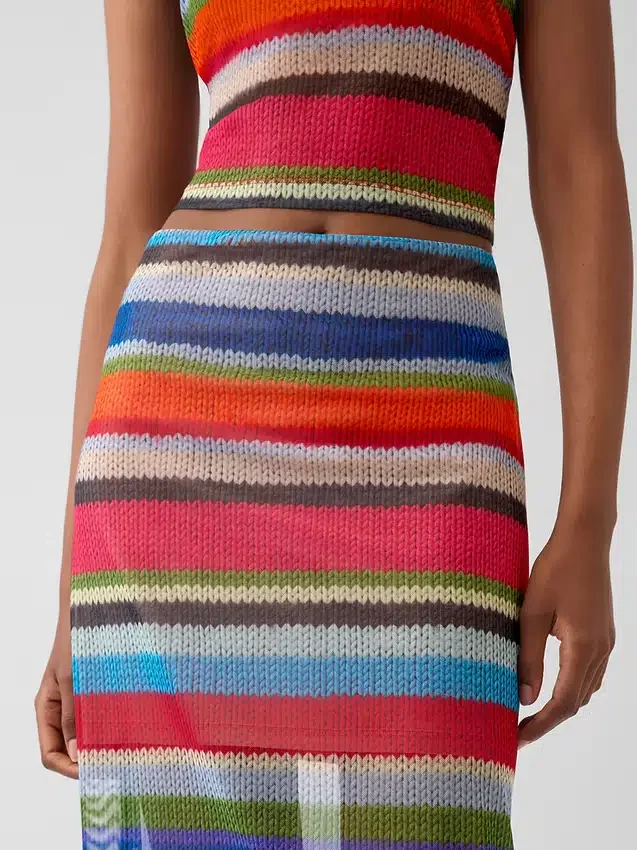 Gapstudio Happy Stripe Şeffaf Maxi Etek