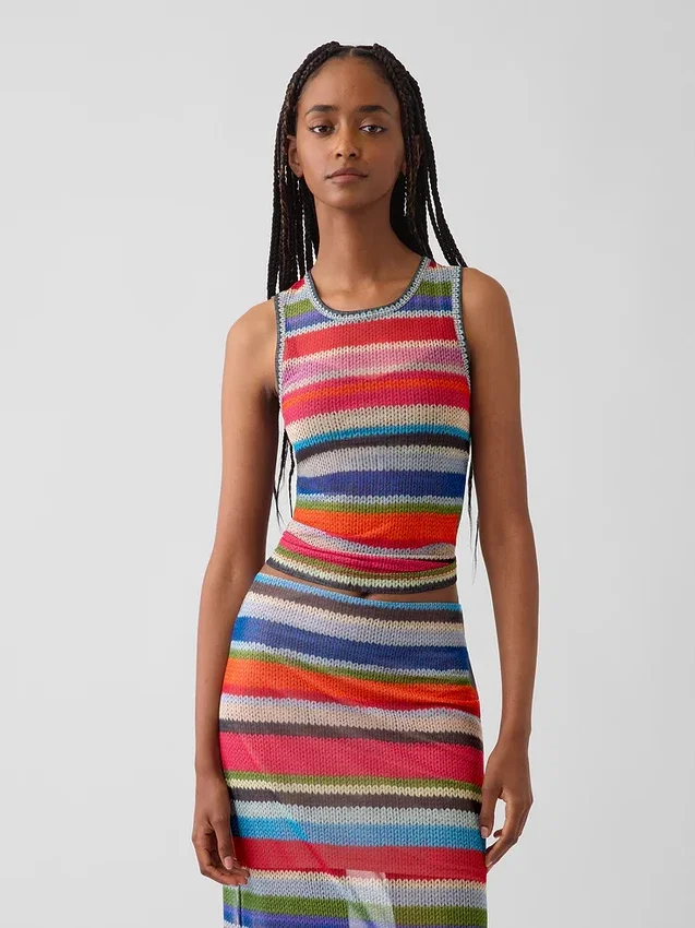 Gapstudio Happy Stripe Şeffaf Tank Top