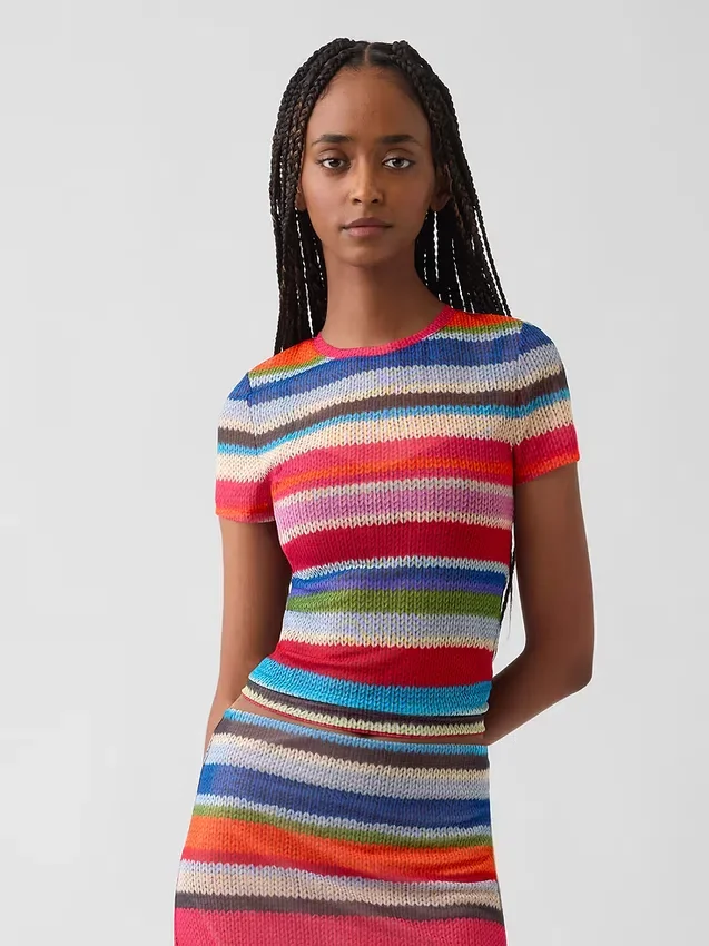 Gapstudio Happy Stripe Şeffaf Tişört