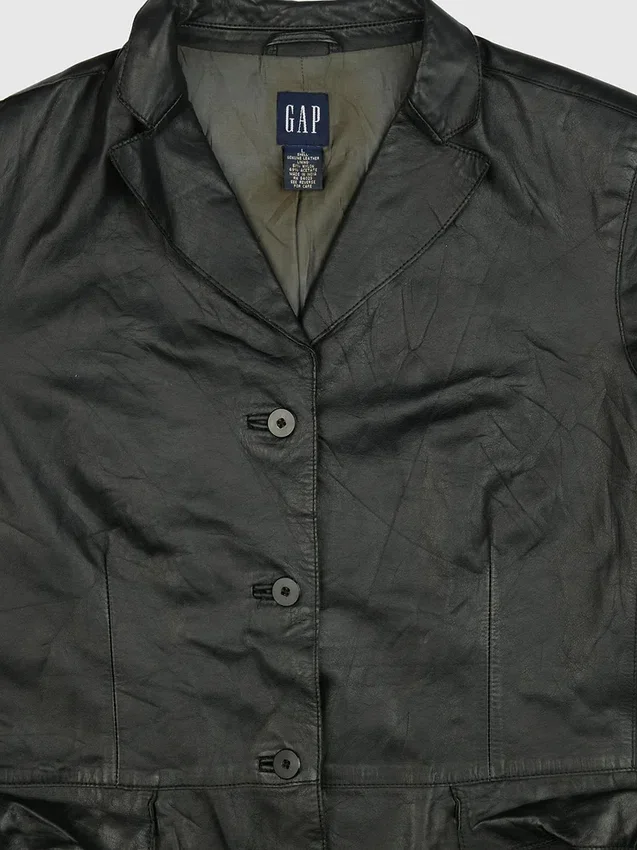 Gapvintage Kadın 90'lar Dönemi Deri Ceket - L