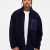 Geri Dönüştürülmüş Sherpa Oversized Logo Fermuarlı Ceket