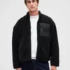 Geri Dönüştürülmüş Sherpa Oversized Logo Fermuarlı Ceket