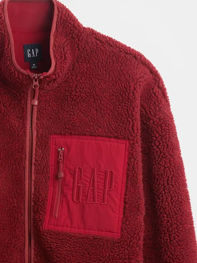 Geri Dönüştürülmüş Sherpa Oversized Logo Fermuarlı Ceket