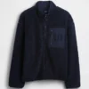 Geri Dönüştürülmüş Sherpa Oversized Logo Fermuarlı Ceket
