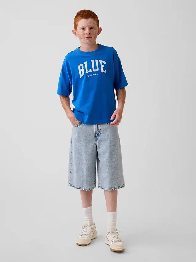 Get Blue Çocuk Gevşek Kesim Logo Tişört