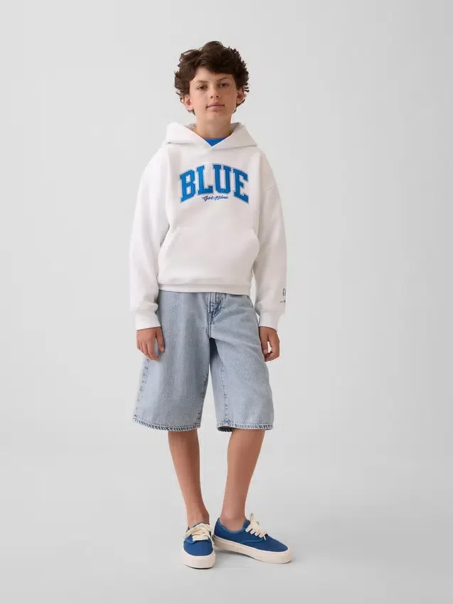 Get Blue Çocuk Vintagesoft Gevşek Kesim Kapüşonlu Sweatshirt