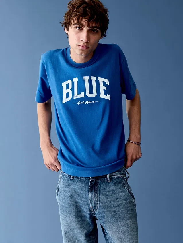 Get Blue Rahat Kesim Logolu Tişört