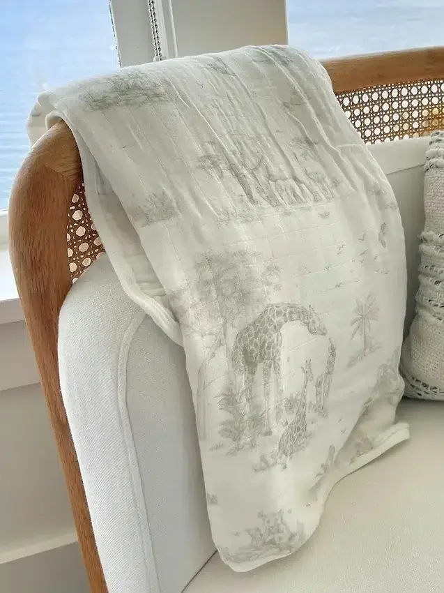Gilded Bird Safari Toile Bambu Bebek Battaniyesi
