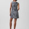 Gingham Denim Düz Kesim Mini Elbise