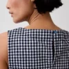 Gingham Denim Düz Kesim Mini Elbise