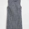 Gingham Denim Düz Kesim Mini Elbise