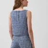 Gingham Desenli Denim Krop Tank Top