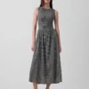 Gingham Desenli Smoklu Düşük Bel Maxi Elbise