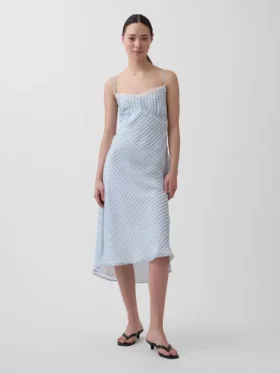 Gingham Midi Slip Elbise